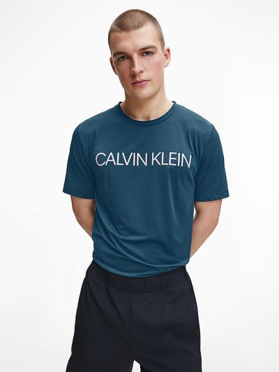 Calvin Klein Ruhák HU503036 | Calvin Klein Logo Gym Férfi Póló Kék